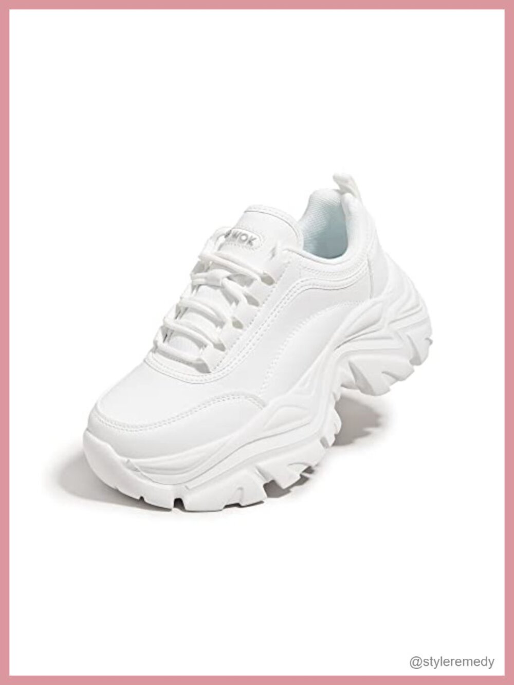 Chunky Platform Sneakers for Women, White Leather Dad Shoes, 3.15 Inch Sole,